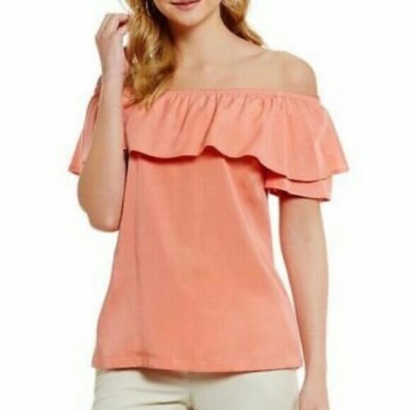 H by Halston Peach Off The Shoulder Top‎ Size Medium - Picture 1 of 4